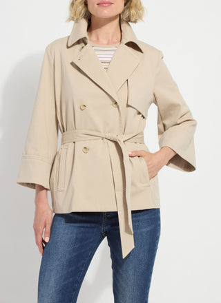 Dakota Cotton Cropped Trench Crisp Khaki