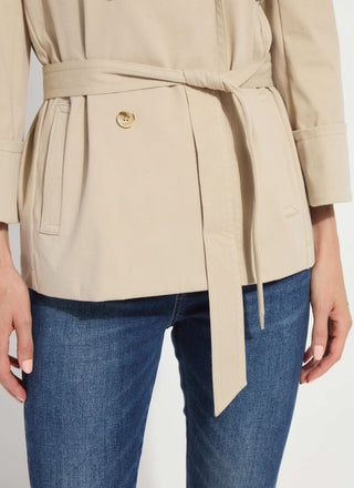 Dakota Cotton Cropped Trench Crisp Khaki