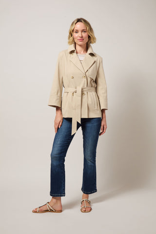Dakota Cotton Cropped Trench Crisp Khaki