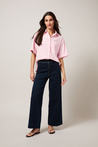 Nova Hi Waist Pintuck Denim Indigo