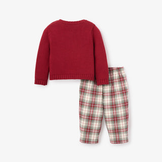 Christmas Bear Sweater + Winter Tartan Pant Set