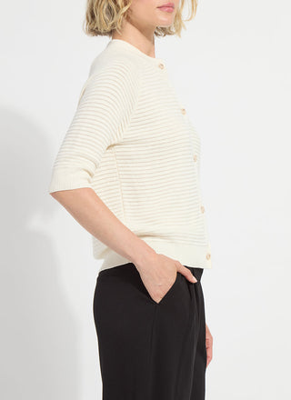 Regina Short Sleeve Cardigan Ecru