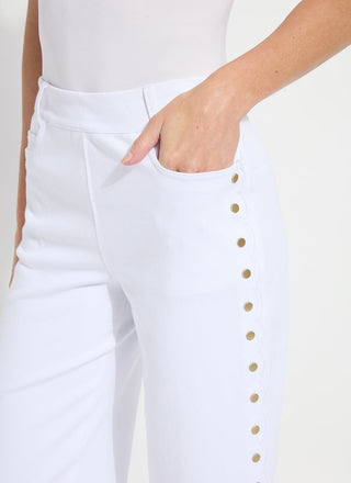 Willa Scallop Studded Crop Denim White