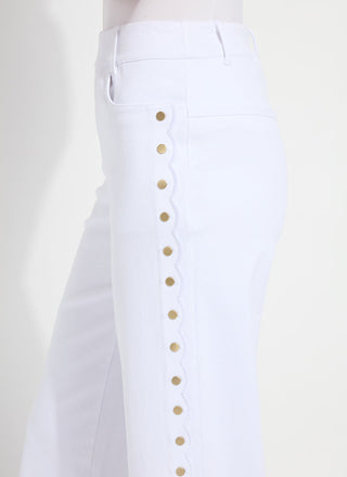 Willa Scallop Studded Crop Denim White