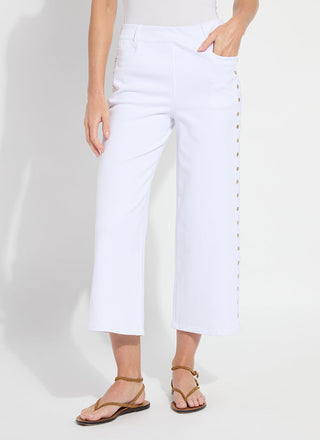 Willa Scallop Studded Crop Denim White