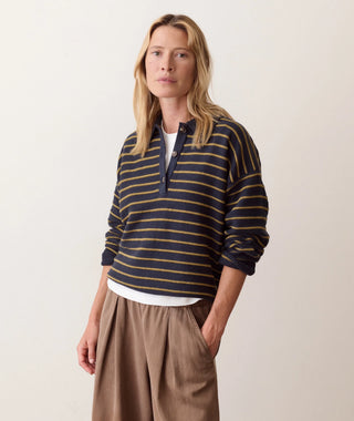 Valerie Polo Sweater Twilight & Green Stripe
