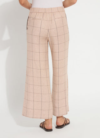 Nixie Drawstring Wide Leg Linen Pant Isla Check