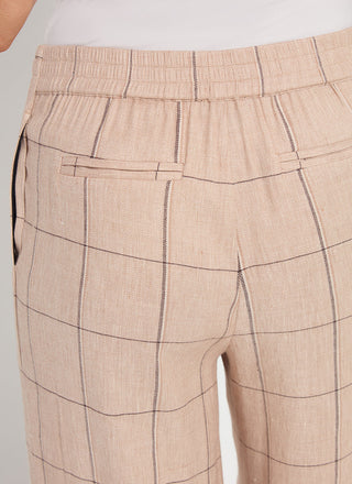 Nixie Drawstring Wide Leg Linen Pant Isla Check