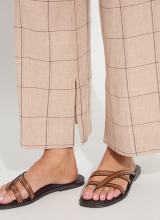 Nixie Drawstring Wide Leg Linen Pant Isla Check