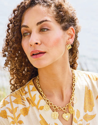 Parkwood Midi Hoop Earrings 16mm White Opal