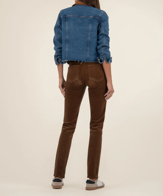 Kerry Cropped Jacket Raw Hem Contrast Collar
