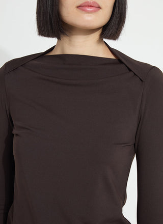Electra Crossed Boat Neck Top Double Espresso