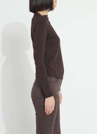 Electra Crossed Boat Neck Top Double Espresso