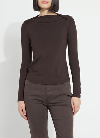 Electra Crossed Boat Neck Top Double Espresso