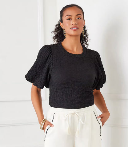 Puff Sleeve Texture Top