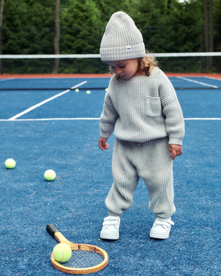 Chunky Tennis Beanie Pearl Grey