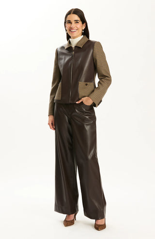 Lucy Mixed Media Jacket Dark Brown