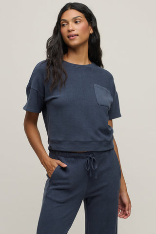 Brushed Fleece Short Sleeve Dropped Shoulder Pullover