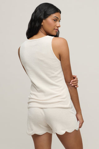 CozyChic Ultra Lite Scallop V-Neck Tank Sand Dune