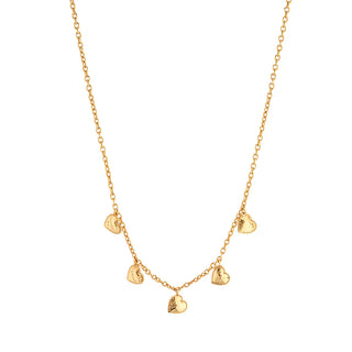 Love Heart Multi Station Necklace 16”+2” Gold