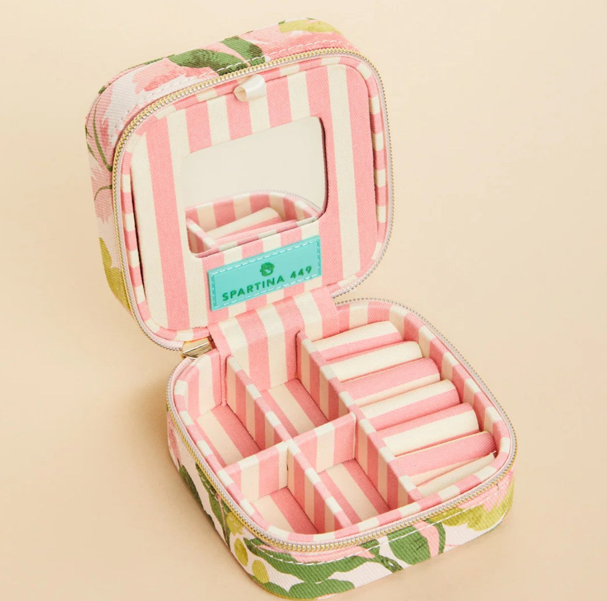 Jewelry Mirror Travel Case Palm Paradise