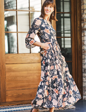 Load image into Gallery viewer, Maisie Midi Floral Slate Dress