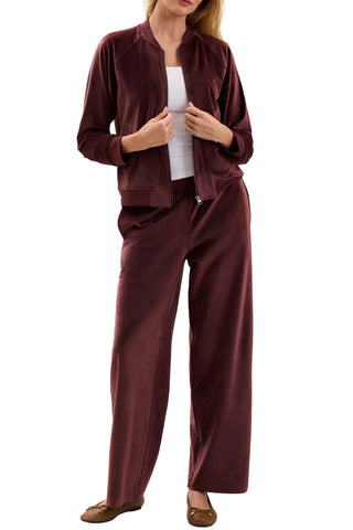 Velvet Bomber Jacket Deep Garnet