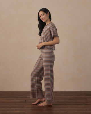 Women’s Knit Wide Leg Multi-Stripe Dusty Blue