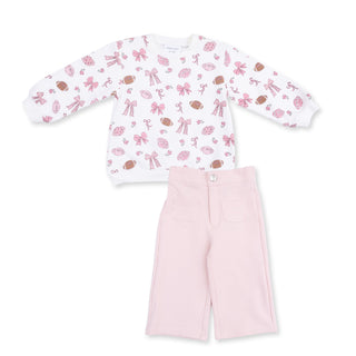 Footballs & Bows Oversized Sweatshirt + Baby Bell Bottoms