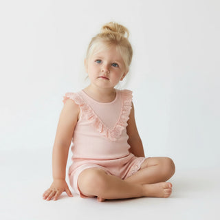 Organic Ruffle Top & Shorts Set Blush ￼