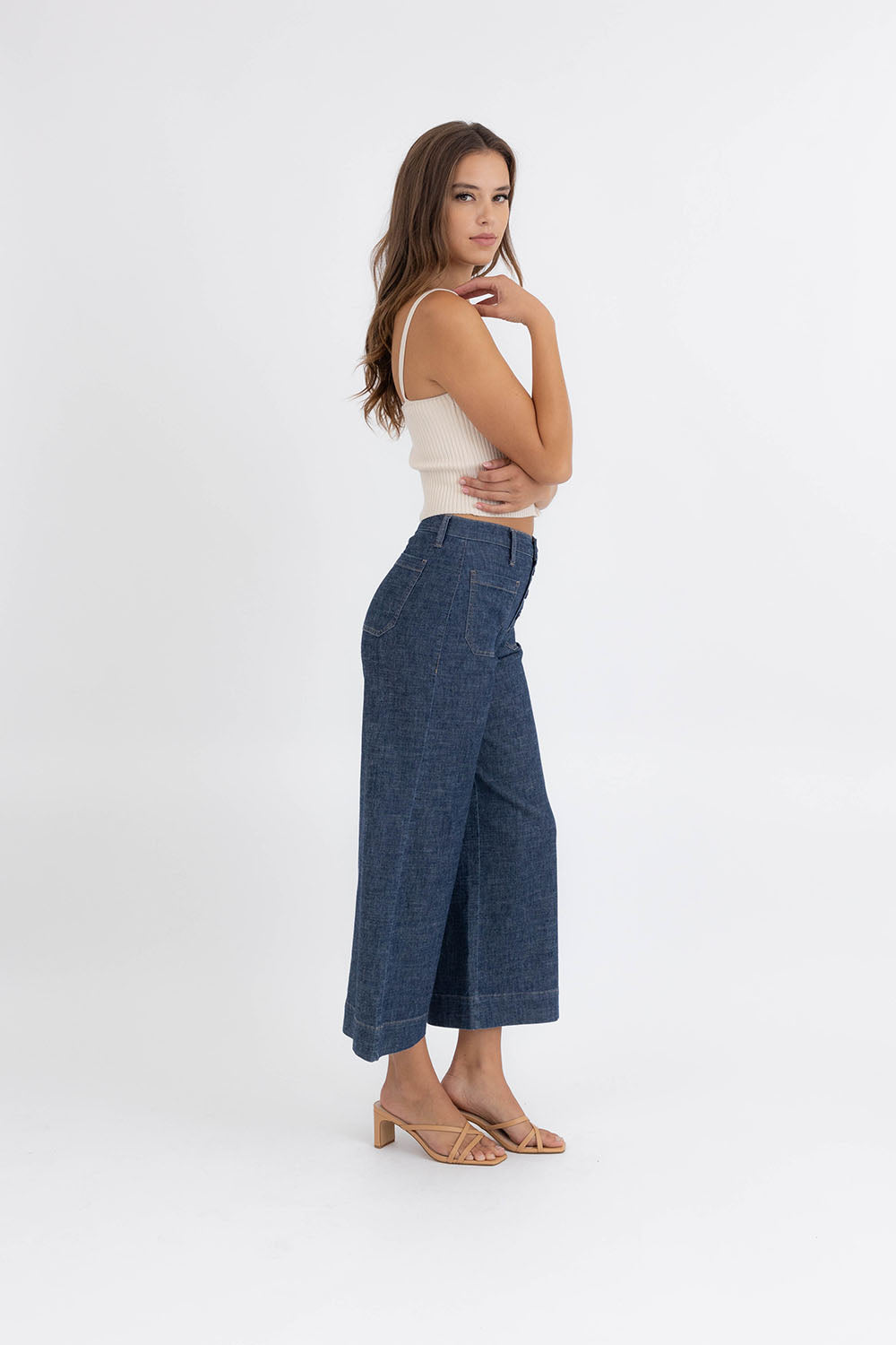 Sophie Wide Leg Cropped Pant Blinding Lights