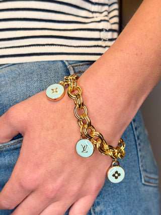 Louis Vuitton Light Blue And Gold Charm Bracelet
