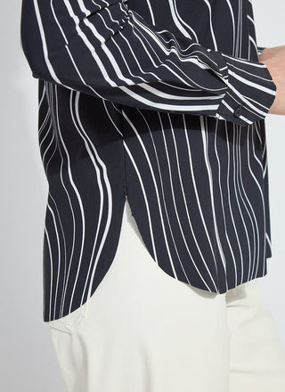 Connie Slim Button Down Undulating Lines