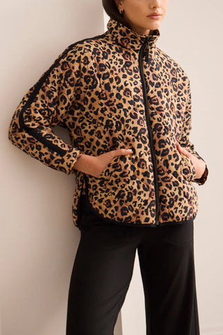 Zipped Front Quilted Jacket Biscotti