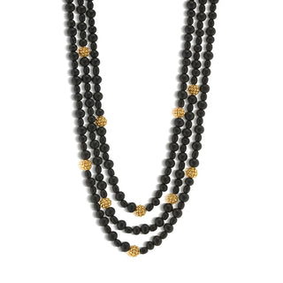 Berry Triple Strand Necklace 18”+2” Ebony