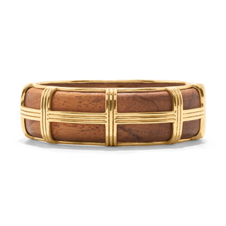 Gaia Hinged Bangle in Gold/Teak