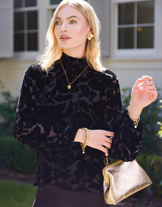 Kara Mock Neck Blouse Black