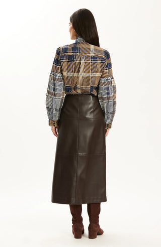 Phoebe Vegan Leather Skirt Dark Brown