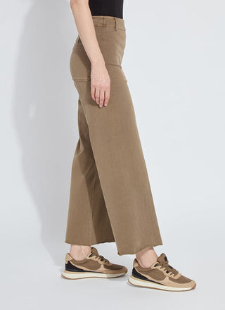 Erin Hi Waist Wide Leg Denim Antique Wash Smoked Olive