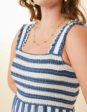 Load image into Gallery viewer, Marielle Midi Dress Sea Blue Stripe