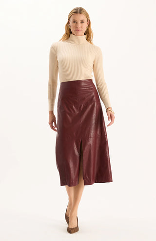 Phoebe Vegan Leather Skirt Cabernet
