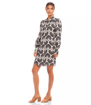 Blouson Sleeve Linen Shirtdress