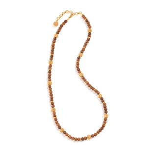 Berry Single Strand Petite Beads Necklace 24” Teak