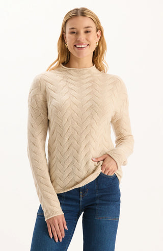 Gracie Cashmere Basketweave Sweater Fog