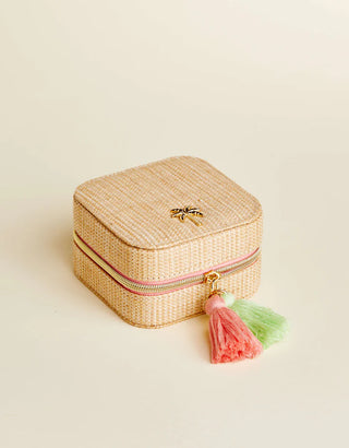 Boho Jewelry Mirror Travel Case Palm Tree