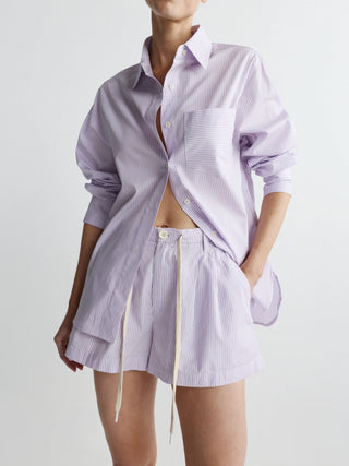 Faye Oversized Poplin Shirt Lilac Stripe