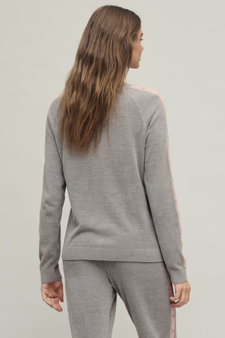 CozyChic Ultra Lite Heart Stripe Pullover Dove Grey/Pink