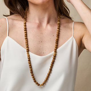 Berry Single Strand Beads Necklace 32” Teak