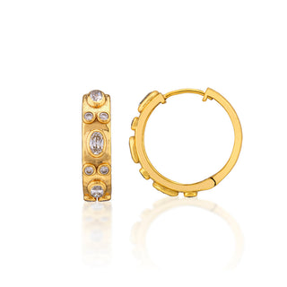 Maharani Huggie Hoop Earrings Clear Cubic Zirconia