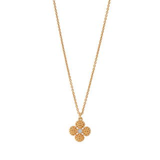 Berry Clover Double Sided Charm Necklace 16”+2” MOP